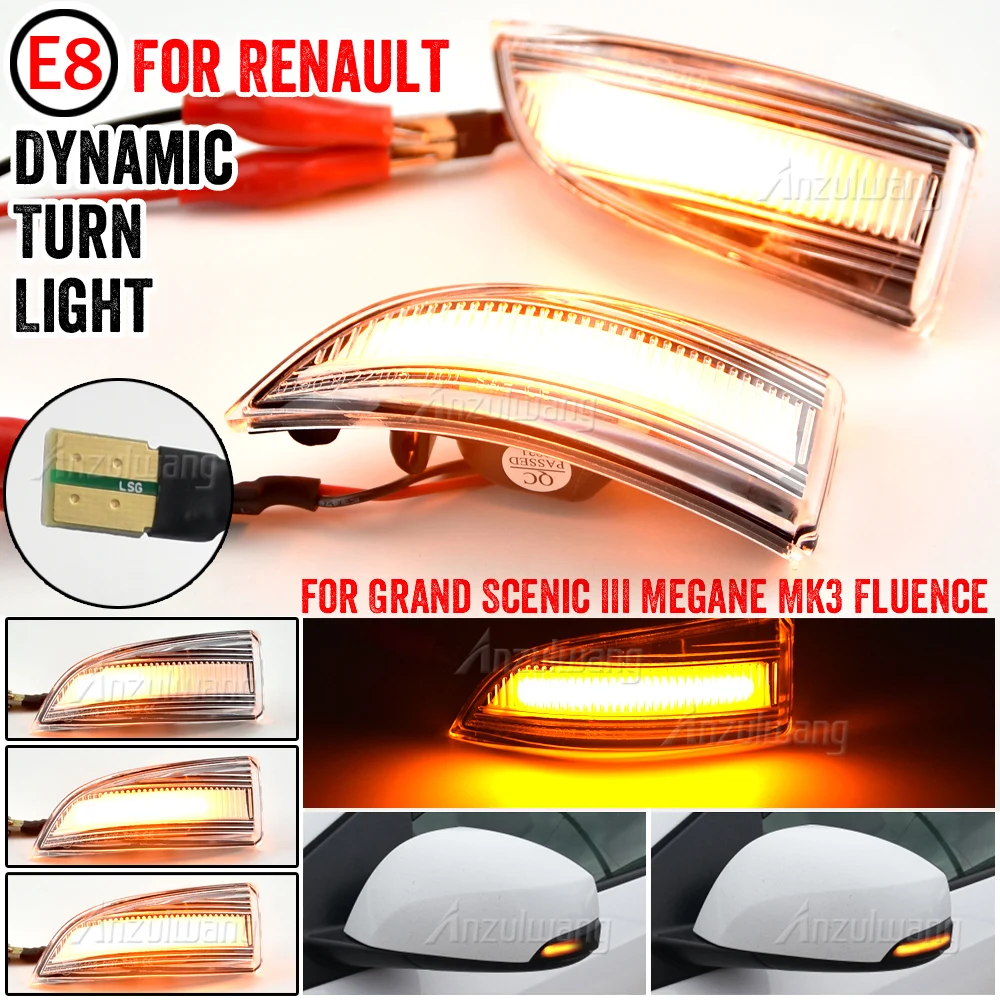 For Renault Megane 3 MK3 III RS 2008-2016 BZ KZ DZ Dynamic Turn Signal LED Side Indicator Mirror light