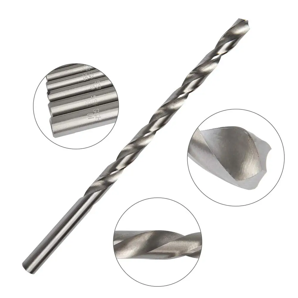 Metal Drilling Twist Drill Bits HSS Extra Long Drill Bit 6/7/8/9/10/11/12/13/14mm 9Pc Extra Long High Speed Cobalt Steel D30