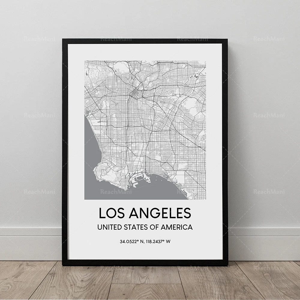 Southampton, Brighton, Birmingham, Philadelphia, Los Angeles printable city map wall art poster USA travel map poster