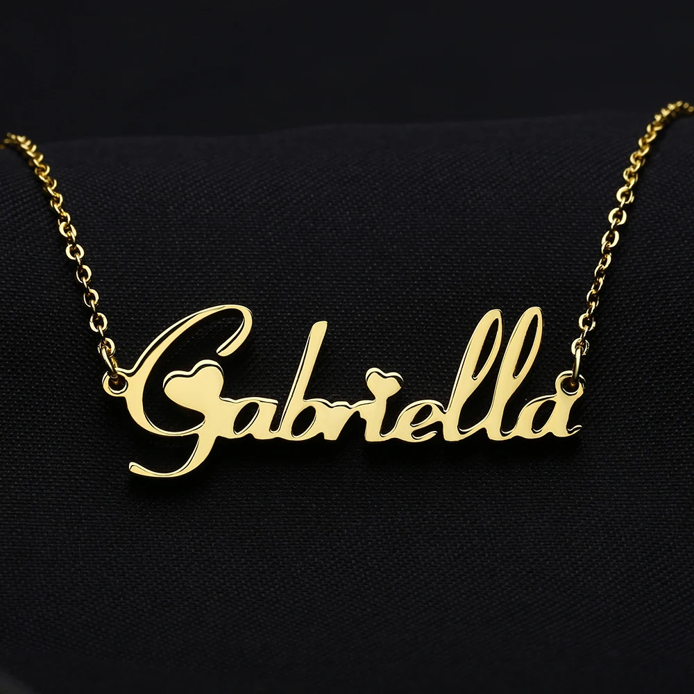 Custom Heart  Name Necklace Gold Necklace Personalized Stainless Steel Nameplate Pendant Necklace Jewelry Gifts For Women