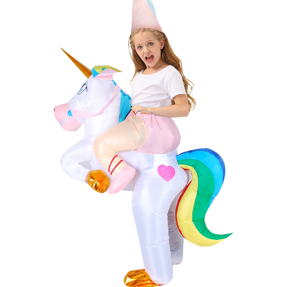 Neue Kinder Erwachsenen Dinosaurier Einhorn aufblasbare Kostüme Kind Tier Maskottchen Halloween Purim Party Anime Cosplay Kostüm Anzug