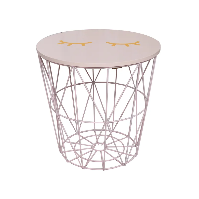 children ins Northern Europe style Modern Gold Round Wire Metal Storage Basket Balcony Corner Tea Table-Dropship