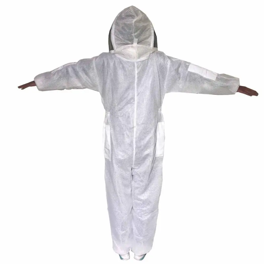 1set beekeeping suit white 3-layer mesh bee suit Metal zipper beekeeping suit for beekeeper apiculture tool Beekeeping equipment