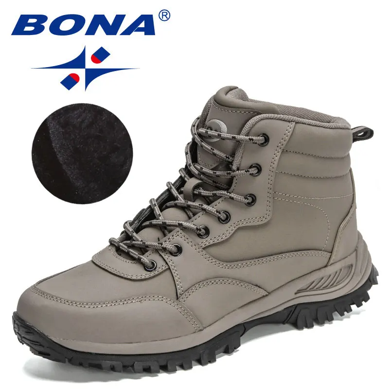 BONA 2022 New Designers Action Leather Winter Super Warm Snow Boots Men Outdoor Work Casual Shoes Man Plush  Ankle Boots Comfy