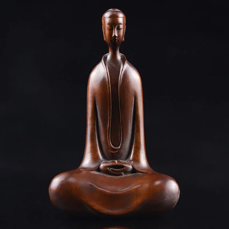 

XS445-12.6CM Hand Carved Boxwood Carving Northern Wei Buddha Figurine Feng Shui Buddha Statue-Home Decor Collection Ornaments