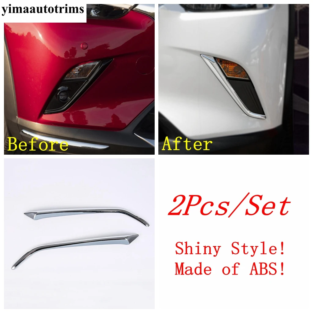 ABS Chrome Car Front Fog Light Lamp Eyelid Eyebrow Strip Cover Trim For Mazda CX-3 CX3 2015 - 2021 Car Accessories Exterior Kit