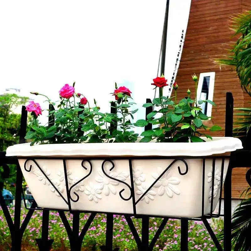 

Hanging Balcony Flower Pot Brackets Holder Box Stand Rack Railing Shelf Patio Deck Plant Planter Container Accessories