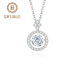GEM'S BALLET 925 Sterling Silver Pendant For Women Jewelry Moissanite Diamond Necklace with Twinkle Setting Moissanite Stone