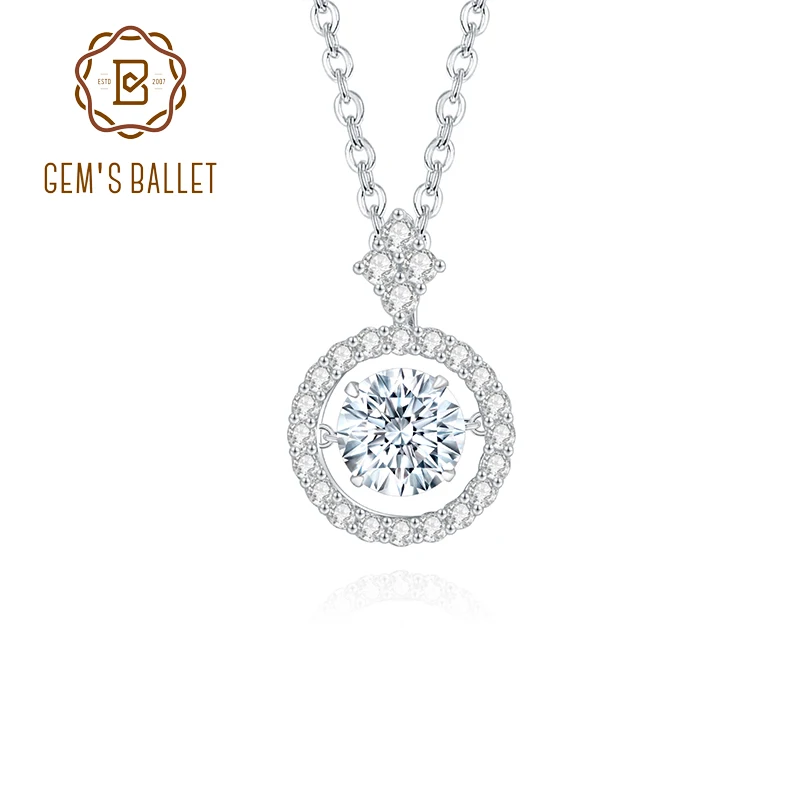 GEM'S BALLET 925 Sterling Silver Pendant For Women Jewelry Moissanite Diamond Necklace with Twinkle Setting Moissanite Stone