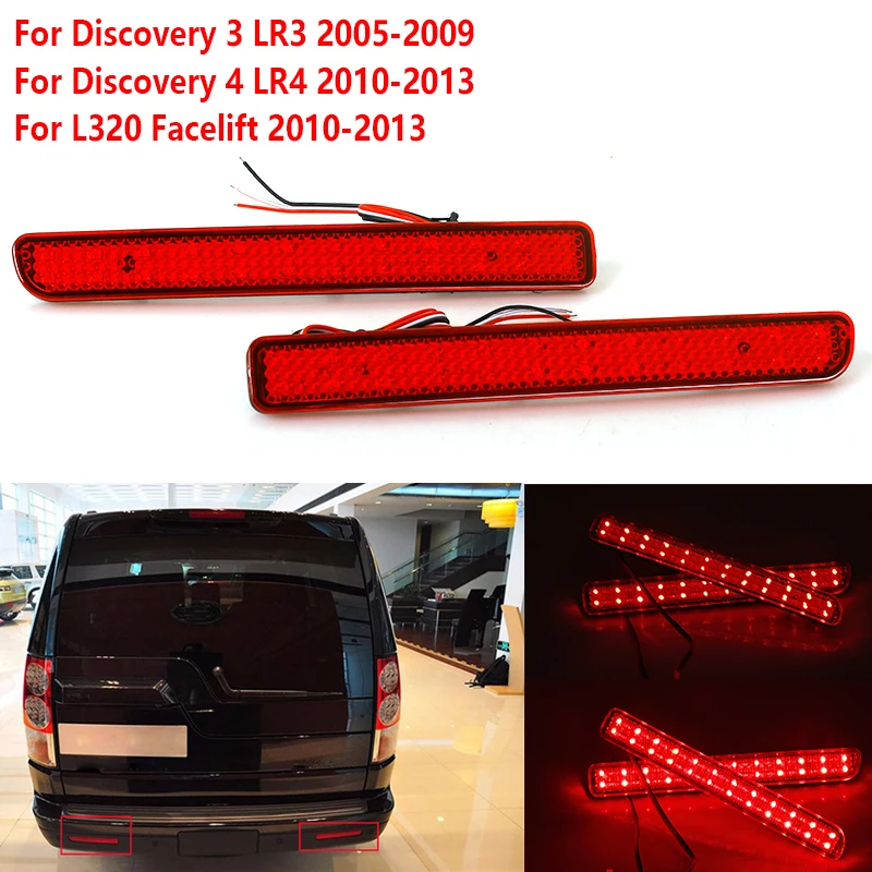 1 Pair Rear Bumper Reflector Light Car LED Tail Brak For Land Rover Discovery 3 4 2005-2013 For Range Rover Sport L320 2010-2013