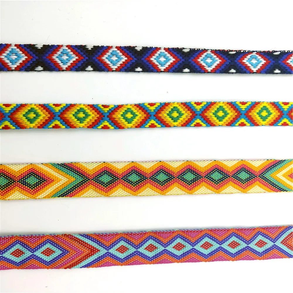 1.5 and 2 cm Width Polyester Jacquard Webbing Bag Strap Belt Woven Pattern Ribbon Band DIY Garment Sewing Webbings Tape 1 yard