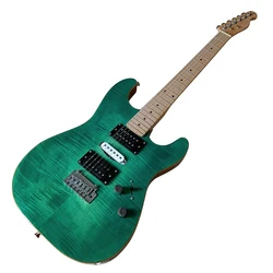 Green & Brown Flame Maple Top 6 Strings Electric Guitar 39 Inch High Gloss Basswood Body Guitare Electrique with Fog Problem