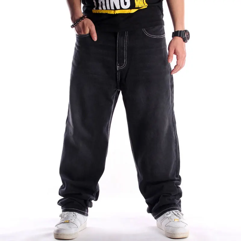 Oversized Loose Jeans Men Denim Wide Leg Pants Straight Baggy Harem Streetwear Hip Hop Brand Black Trousers Large Size 30 - 46