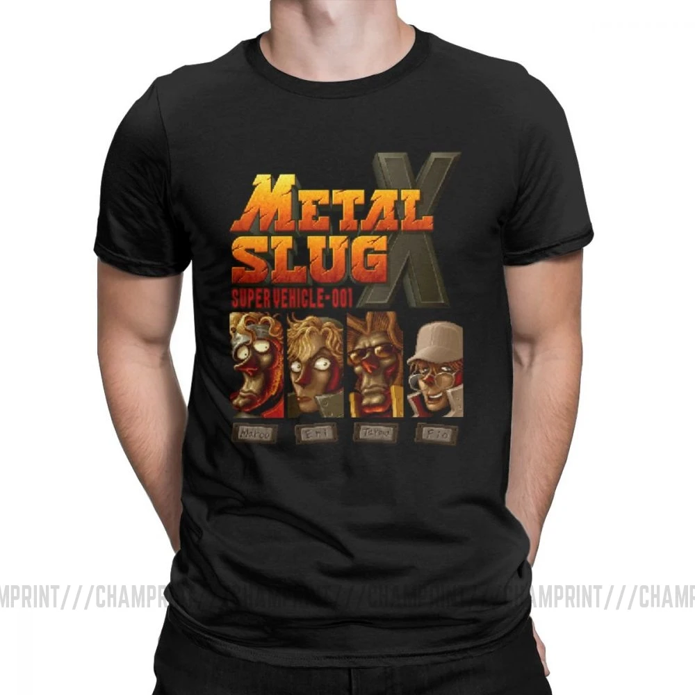 Humorous Metal Slug X T-Shirt for Men O Neck Cotton T Shirts Retro Classic Geo Gun Game Short Sleeve Tees Birthday Present Tops