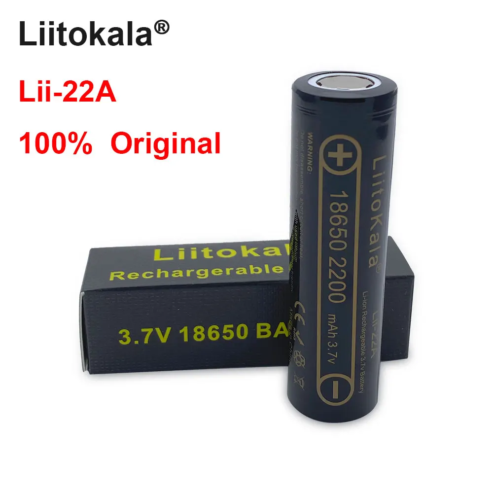 LiitoKala 100% original Lii-22A li Ion Batteries 3.7V 18650 2200mAh Rechargeable Battery Li-ion Lithium Battery for Flashlight