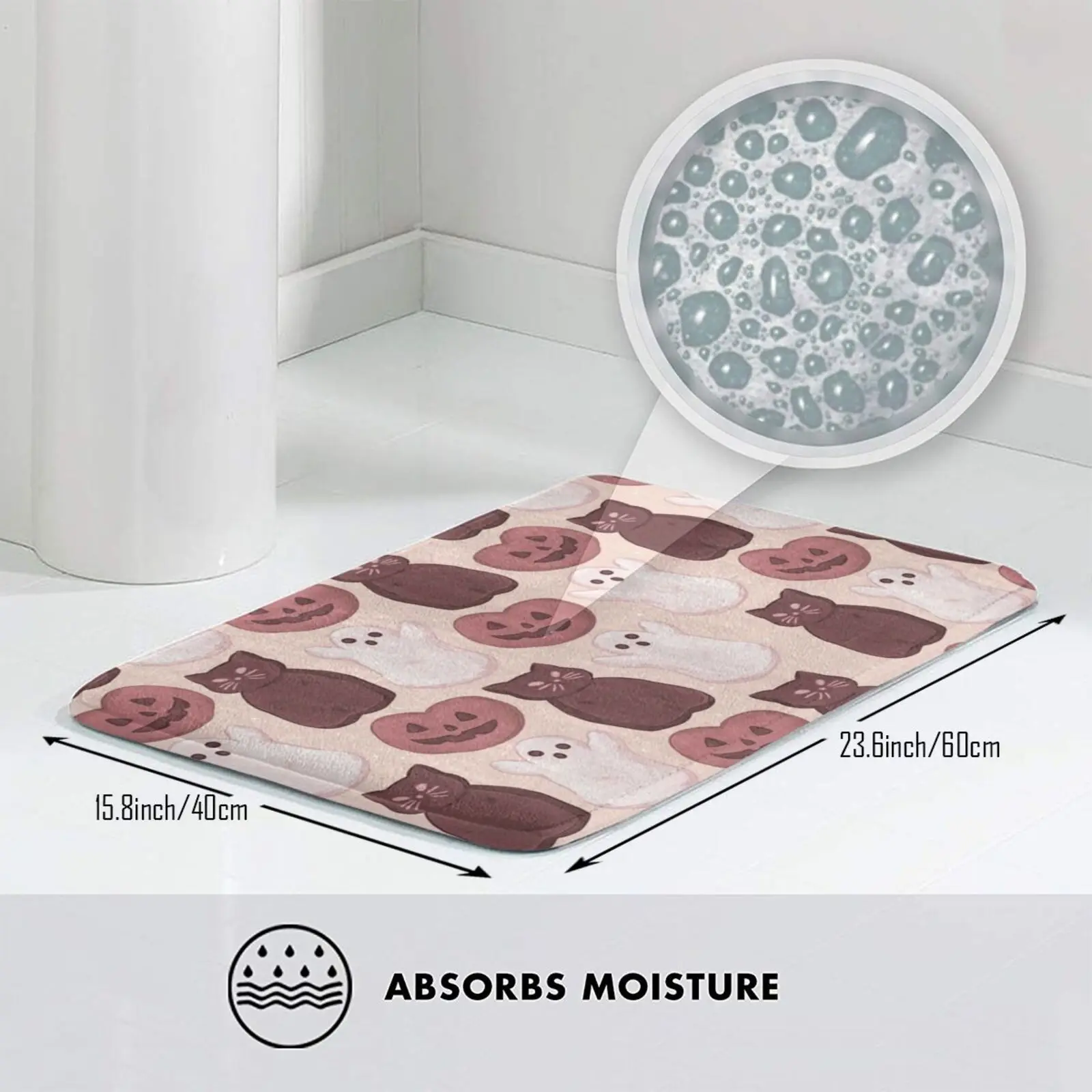 هالوين الخطمي لينة برتقالية لينة سجادة ضد الإنزلاق البساط 1339 السجاد وسادة كيتي اليقطين القرع جاك فانوس القط #3