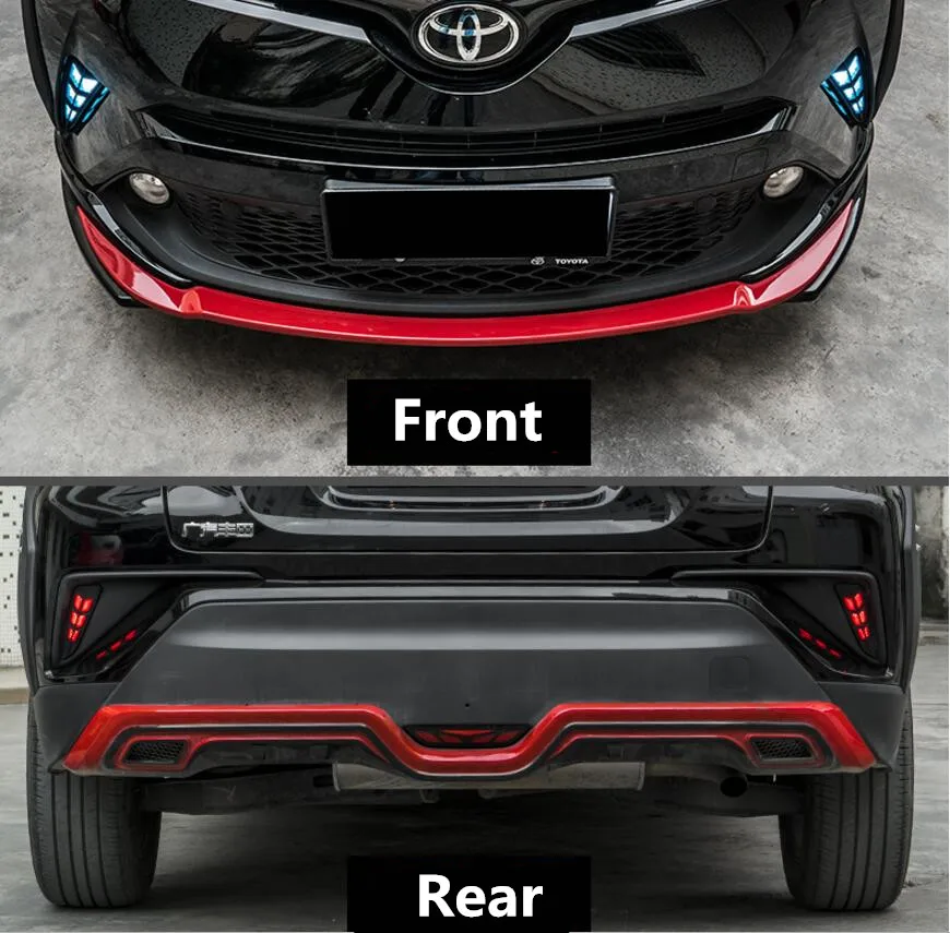 ABS Paint Front + Rear Bumper Protector Guard Skid Plate Fit For Toyota C-HR CHR 2016 2017 2018 2019