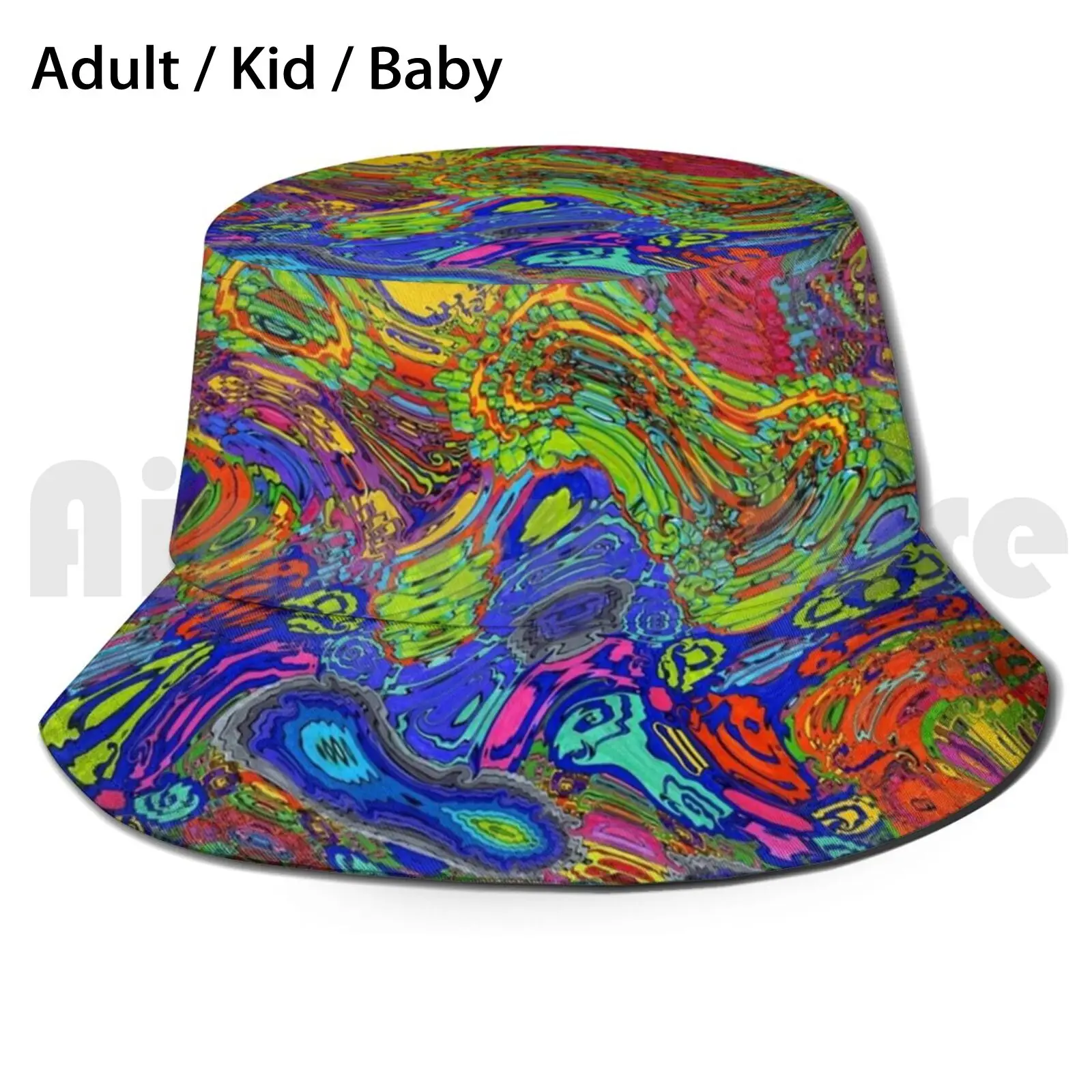 Psychedelic Bucket Hat Adult kid baby Beach Sun Hats Psychedelic Psychedelic Design Fractal Colorful Colorful Design Colors