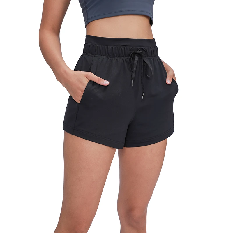 NWT 2022 Casual Shorts Women High Waist Drawstring Shorts Butter Feel Stretch Quality Gym Shorts with Two Side Pocket