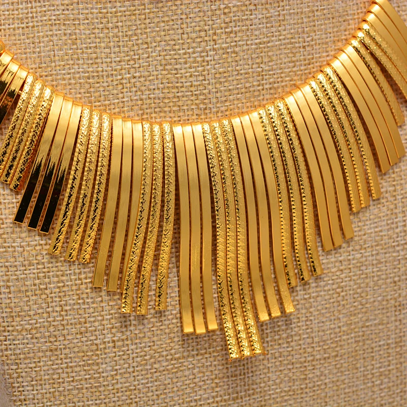 African jewelry set nigerian wedding For Women Bridal African Gold Color Jewelry Set Dubai Necklace Earrings Bride Gift