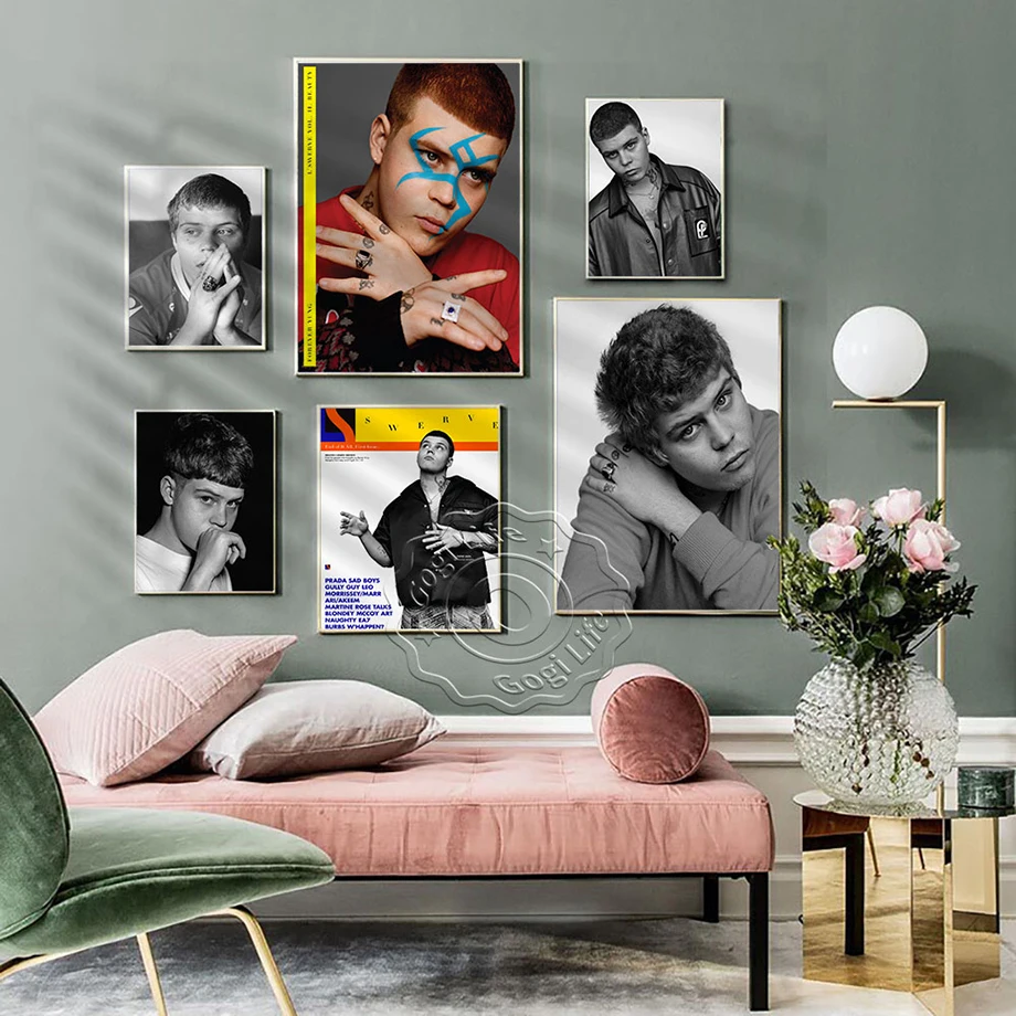

Hot Sweden Emo Rap Singer Yung Lean Art Portrait Poster, Lean Album Black And White Art Prints, Magazine Art Decor Wall Picture