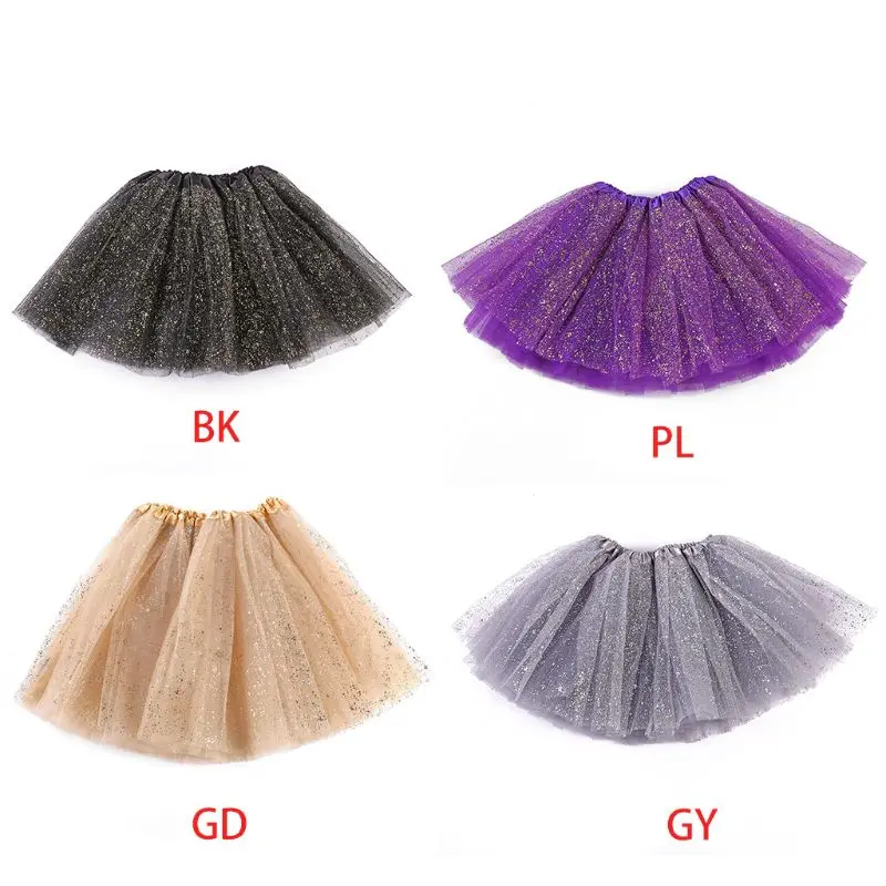 Newborn Infant Baby Girls Ballet Dance Tutu Skirt 3 Layers Tulle Glitter Golden Sequins Fluffy Princess Mesh Pettiskirt Party Co