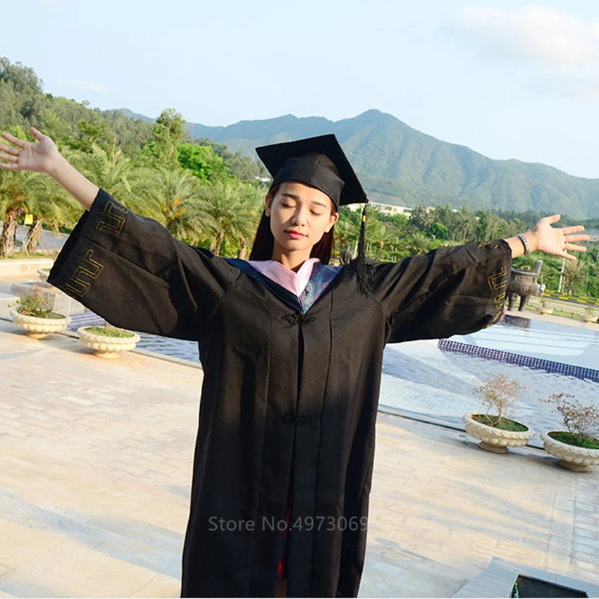 Unisex Universität Uniform für Frauen Männer College School Student Akademischen Kleid Kostüm Graduation Akademischen Kleid Kleid Hut Set