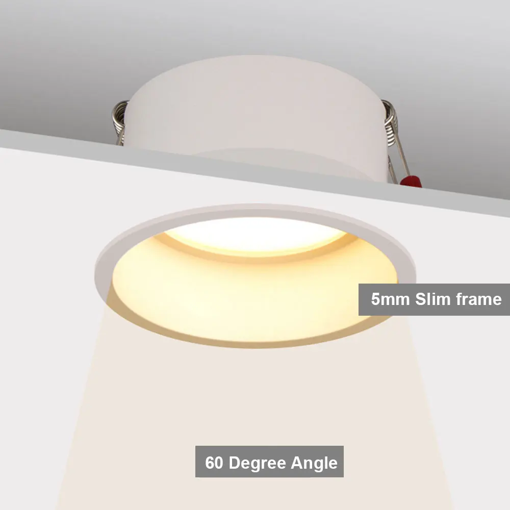 Spot Lumineux LED Encastrable pour le Plafond, Lumière à Intensité Réglable, Éblouissement Profond, 60 Degrés, 5/7/12/15W, 220/110V, 1 Pièce