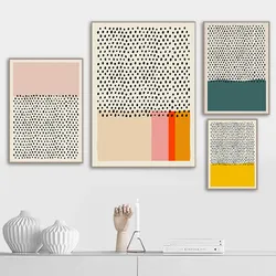 Abstract Color Line Dot Wall Art Canvas Painting Minimalist Style Geometric Picture Poster Print Gallery Living Room Home Decor