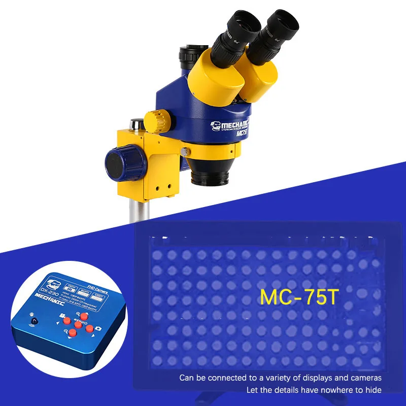 Mechanic MC75T 7-45X Trinocular Stereo Zoom Microscope DX-230