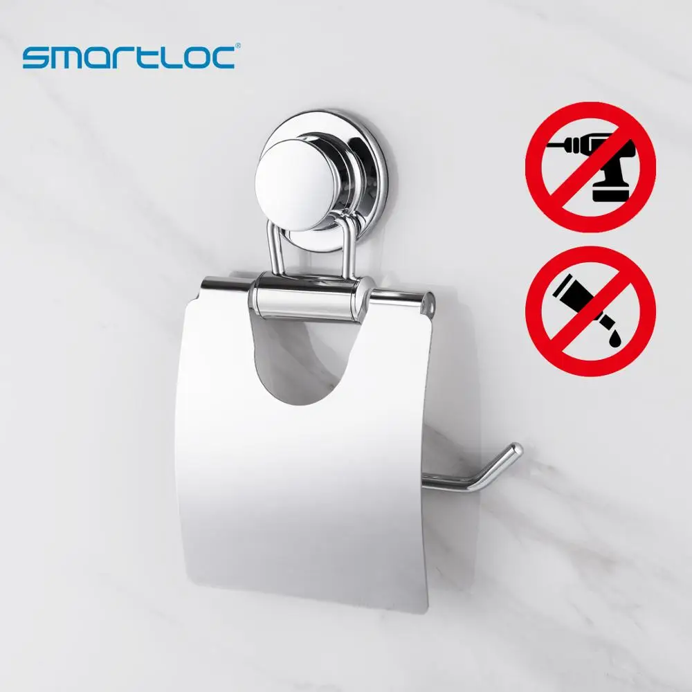 smartloc Wall Mounted Vacuum Suction Stainless Steel Toilet Paper Holder Bathroom Shelf Tissue Storage Organizer  Accessories