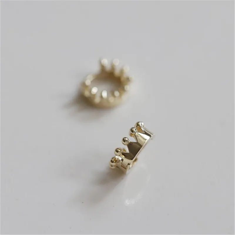 925 Sterling Silver Lovely Temperament Crown Earrings for Women 14K Gold Plated Wedding Jewelry Gift