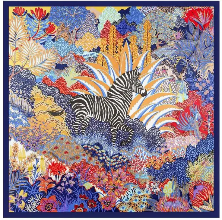 2021 New Luxury Brand Silk Scarf Women Print Square Shawl Hijab Scarfs Female Fashion Shawls Scarves For Ladies 130*130cm