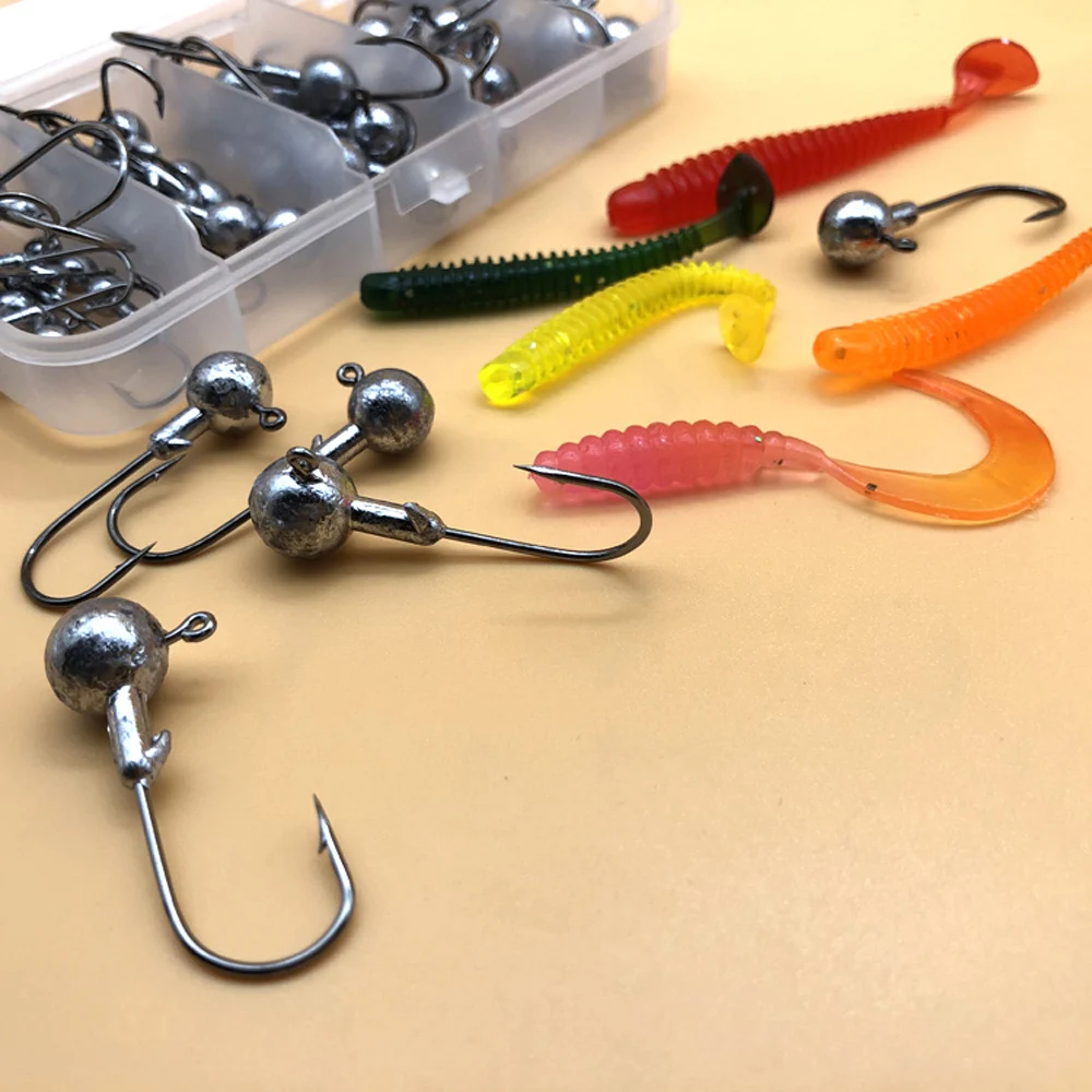 Anzuelos Jig Head de acero al carbono con púas para vinilo jigging