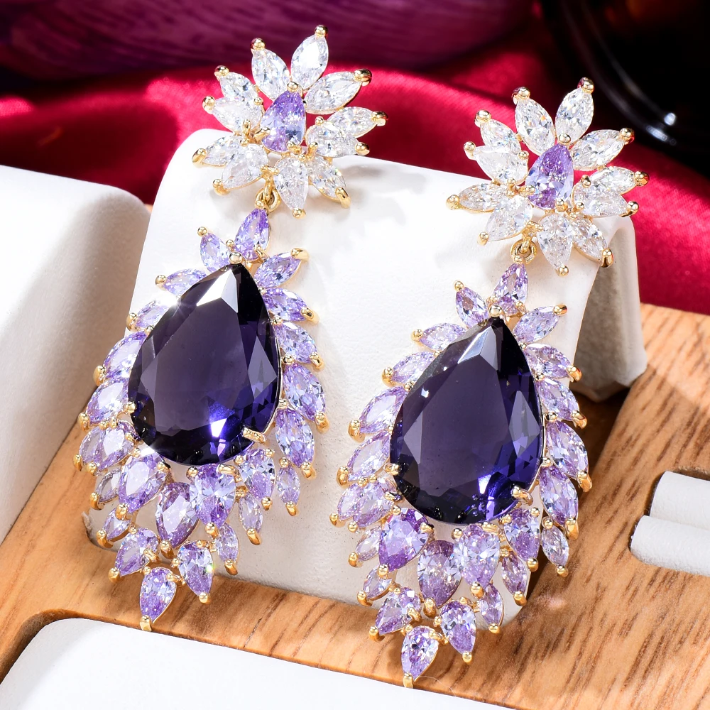 

missvikki Fashion street style Trendy Drop Earrings For Women Wedding Party Cubic Zircon Dubai Bridal Earring boucle d'oreille