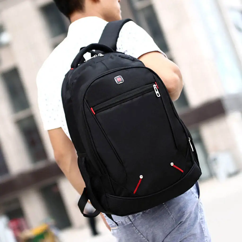 Large-capacity Student Schoolbag Casual Solid Color Material Oxford Man\'s Backpack Multi-functional Travel Laptop Backpack