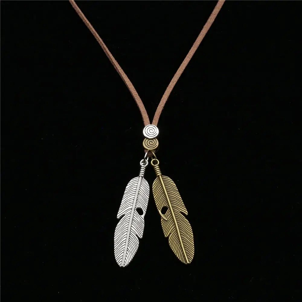 New Boho Sweater Chain Choker Long Necklace Music Note Angel Wing Feather Pendant Men Necklace Women Jewelry bijoux femme 2019