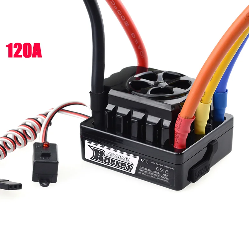 ESC 120A Brushless – Étanche, 2-4S LiPo, Ventilateur – Compatible 1/8 Et 1/10 RC