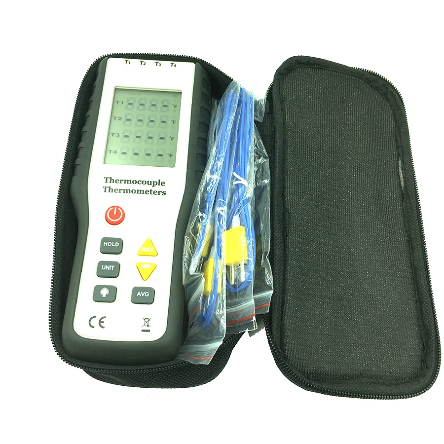 HT-9815 Digital K type Thermocouple Thermometer 4 channel industrial temperature test thermocouple probe sensor -200C--1372C