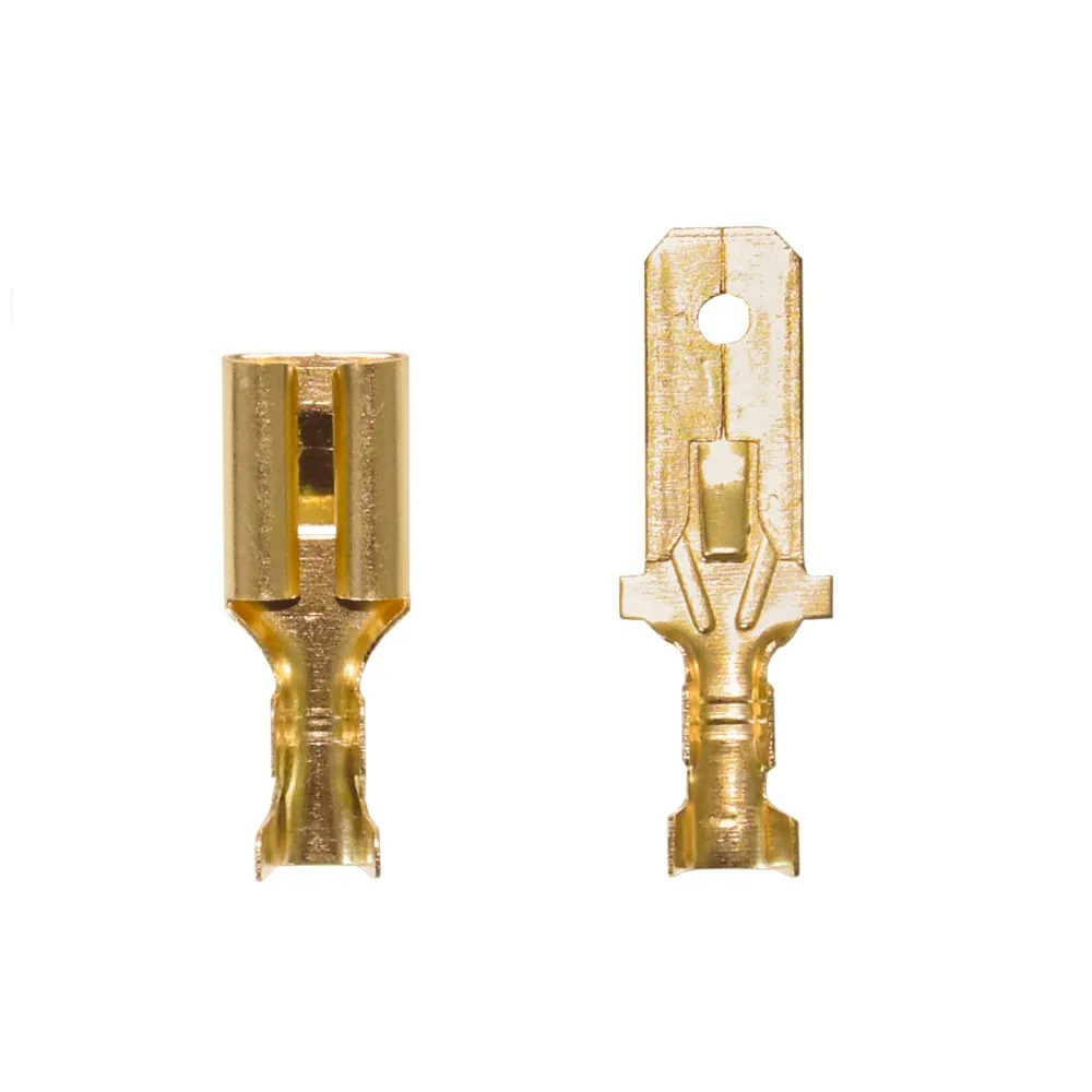 100 Stück/Set 7,8mm Crimpverbinder mit Widerhaken, Weiblich und Männlich, Gold Messing/Silber, für Auto-Lautsprecher und Elektrokabel – Detail 6