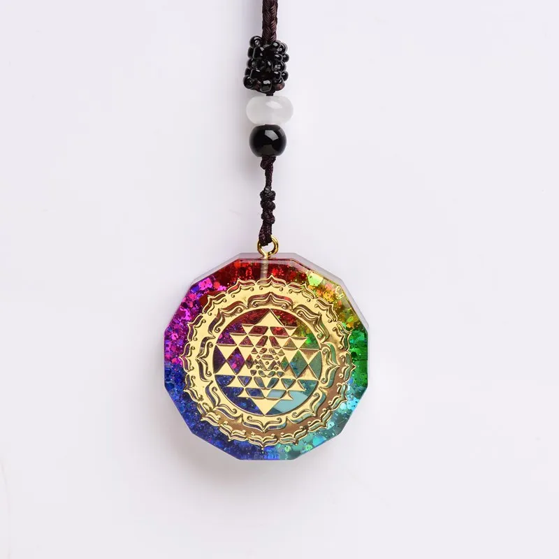 Orgone Pendant Necklace Metatron Cube Orgonite Energy Pendant 7 Chakras Reiki Healing EMF Protection Crystal Necklace