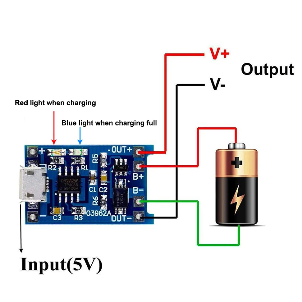 Type-c/Micro/Mini USB 5V 1A 18650 Lithium Battery Charging Board Charger Module+Protection Dual Functions 1A Li-ion TP4056