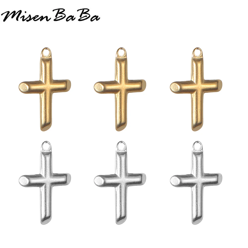 5PCS/Lot Stainless Steel Cyclinder Cross Charms For Jewelry DIY Making Cross Pendants Accessories