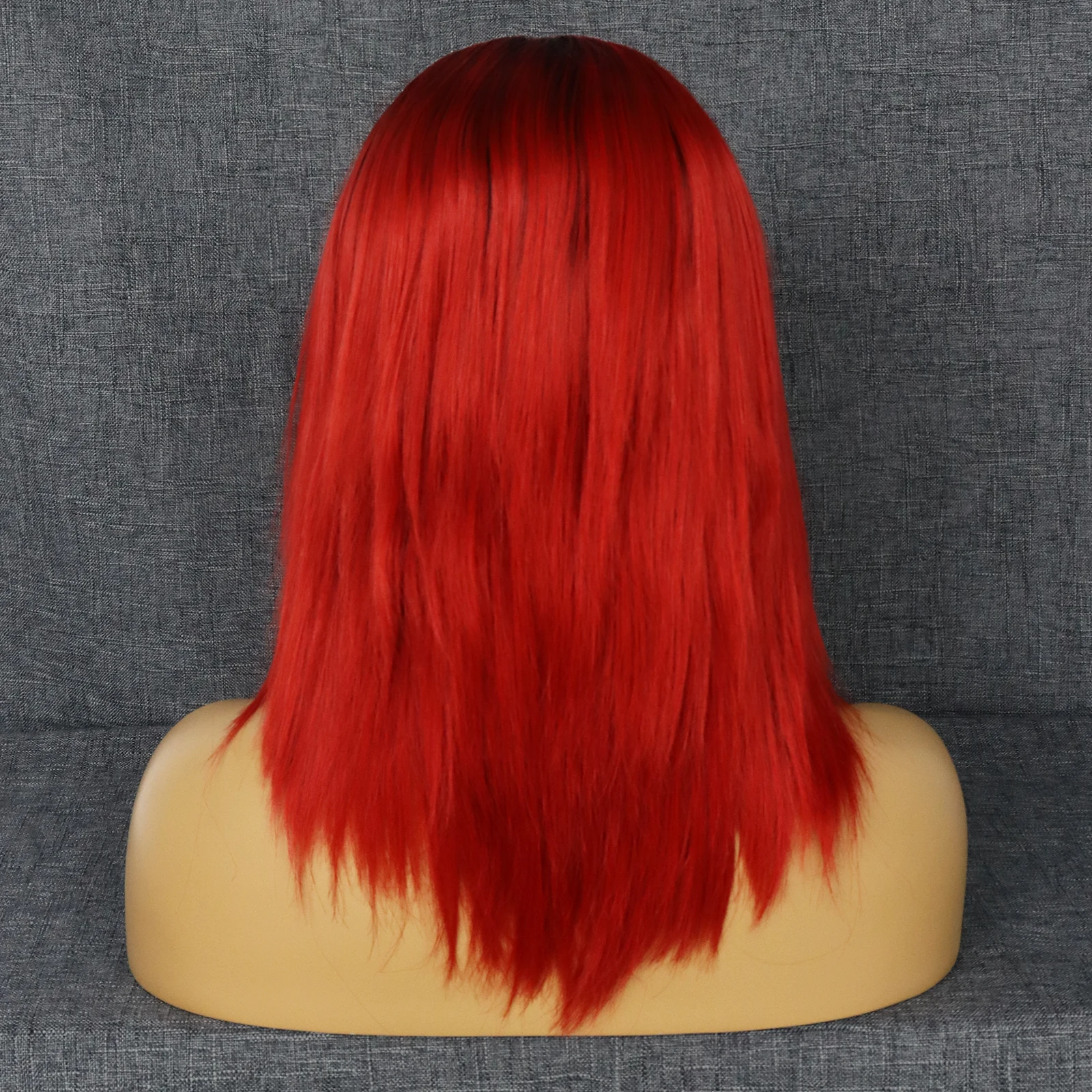 Parrucche frontali in pizzo jonging 13x2.5 Ombre Red Straight Bob parrucche corte fibra resistente al calore sintetica per donne nere festa di Halloween