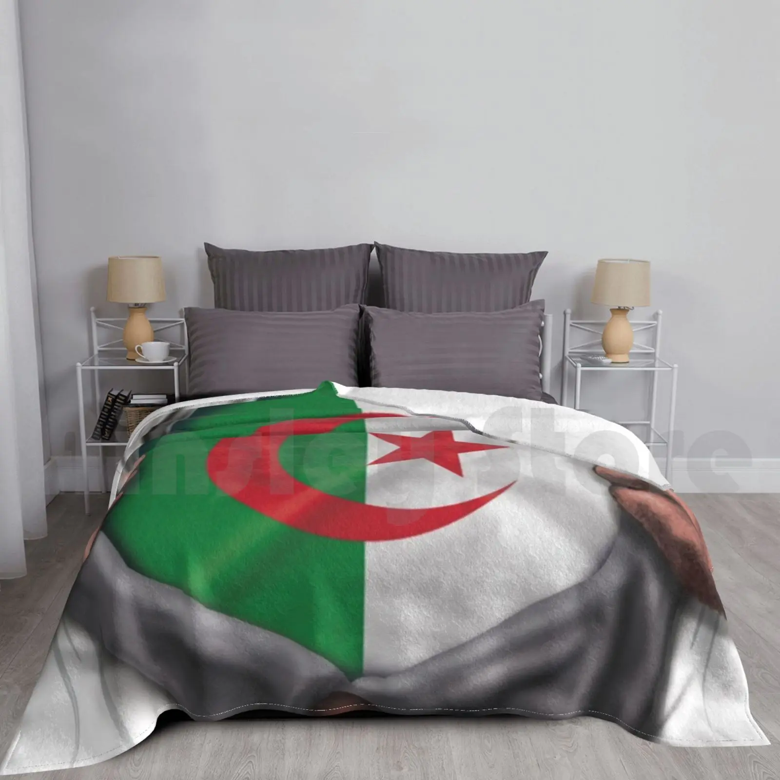 Algeria Flag English Flag Ripped-Gift For Algerian From Algeria Blanket Fashion Custom Algerian Pride Algeria