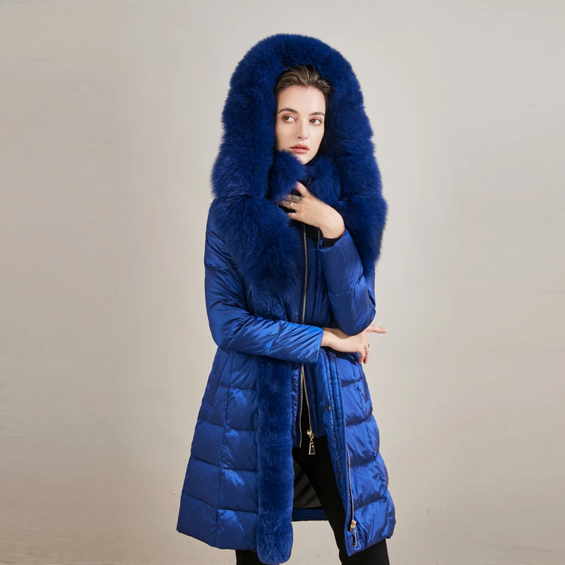 Fashion Women\'s Big Real Fox Fur Hooded Down Coat Female Winter Rabbit Fur Stitching Thicker Warm Down Jacket Down Parkas F2299