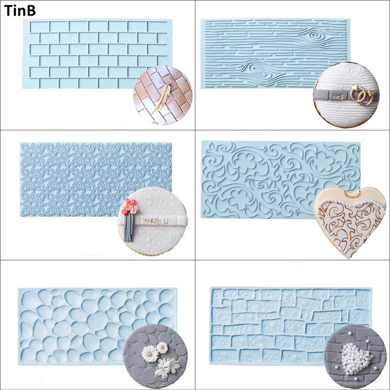 6 teile/satz Rinde Ziegel Kuchen Grenze Dekoration Form Für Backen Kunststoff Textur Fondant Mold Gebäck Backen Zubehör Kuchen Werkzeuge