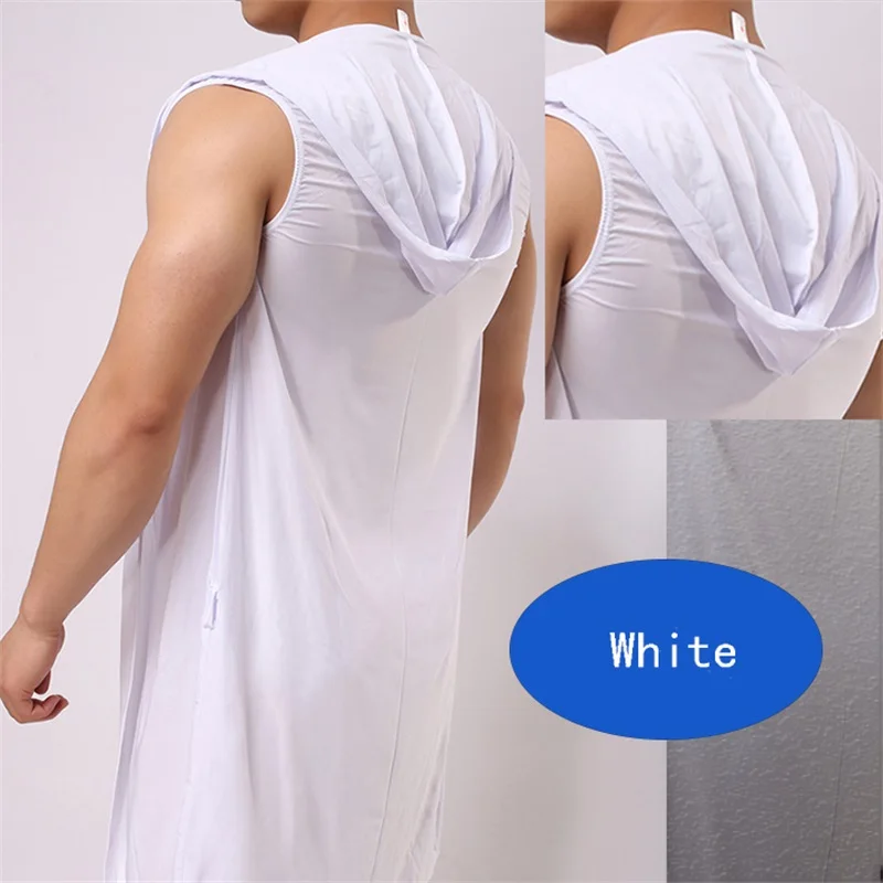 Superthin Smooth Bathing Gown Comfortable New Men Sexy Bath Robe Hooded Pajamas Sleepwear Home Tops Wear Sleepwear S-4XL