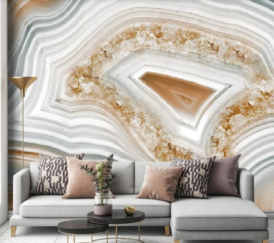 

Papel de parede Modern microcrystalline marble pattern agate slice background wall 3d wallpaper,bedroom KTV bar mural wall decor