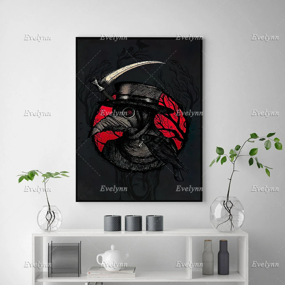 Plague Doctor Wash Your Hand Retro Poster/ Living Room Decoration Wall Art Prints Home Decor Canvas Unique Gift Floating Frame